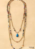 Boho Necklace, 3 Layers, White Natural Stone, Teardop Pendant